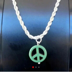 PEACE charm with .925 silver rope chain..NWT..we bundle..enjoy..light green